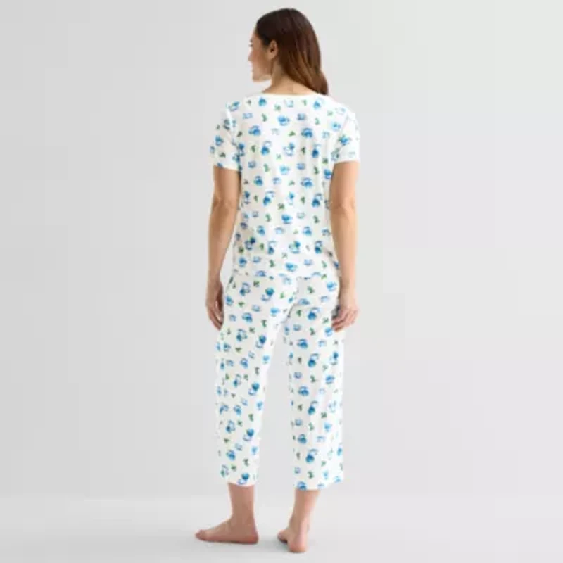 Adonna Womens Short Sleeve 2-pc. Pajama Sets