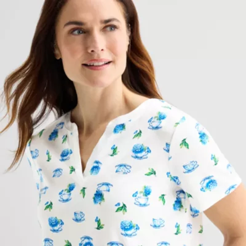 Adonna Womens Short Sleeve 2-pc. Pajama Sets