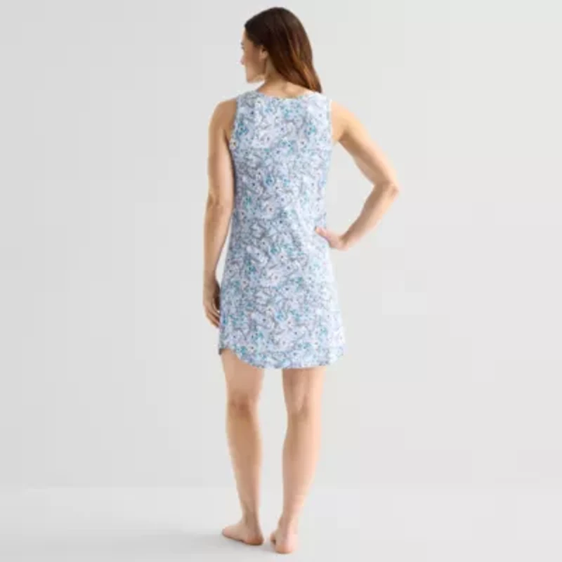 Liz Claiborne Womens Crew Neck Sleeveless Pajama Top