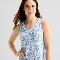 Liz Claiborne Womens Crew Neck Sleeveless Pajama Top