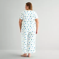Adonna Womens Short Sleeve 2-pc. Plus Pajama Sets