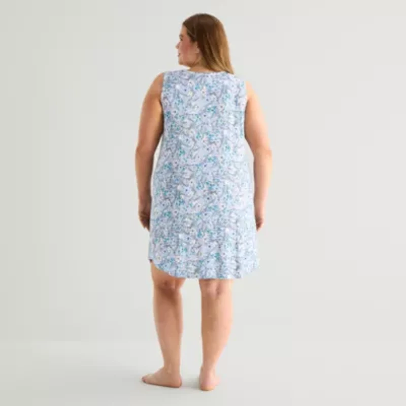 Liz Claiborne Womens Plus Sleeveless Crew Neck Nightshirt