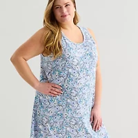 Liz Claiborne Womens Plus Sleeveless Crew Neck Nightshirt