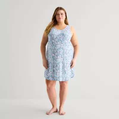 Liz Claiborne Womens Plus Sleeveless Crew Neck Nightshirt
