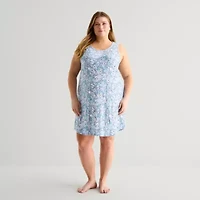 Liz Claiborne Womens Plus Sleeveless Crew Neck Nightshirt