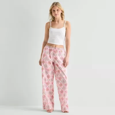 Arizona Womens Juniors Poplin Pajama Pants