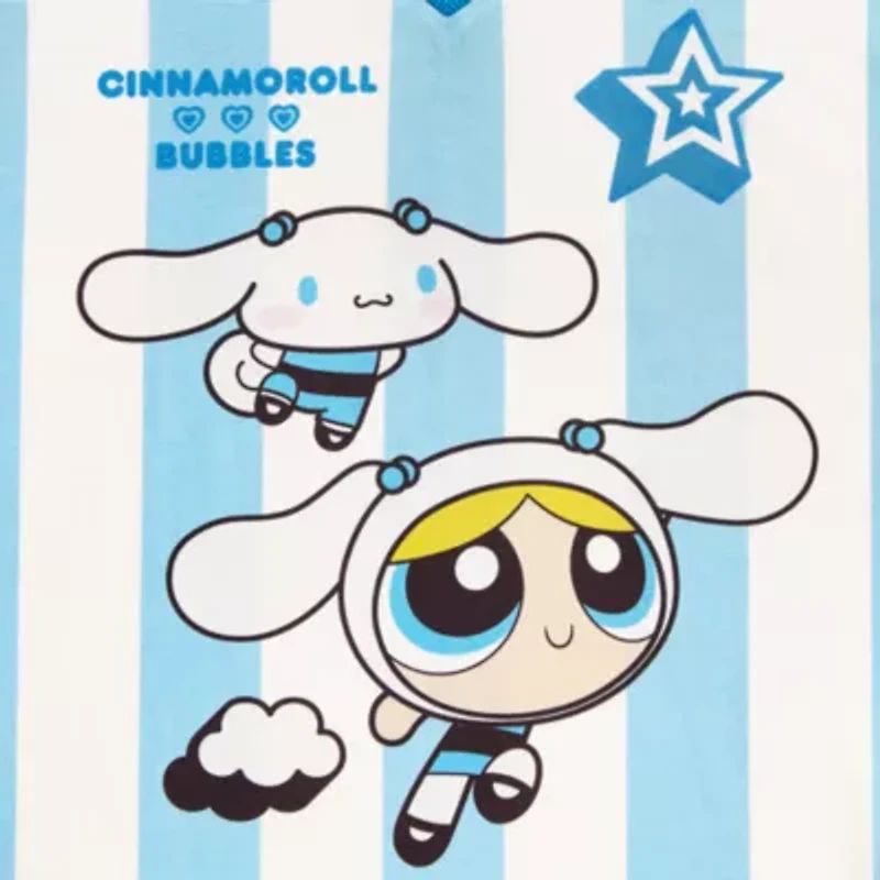 Hello Kitty x Powerpuff Girls Womens Juniors V Neck Short Sleeve Jersey