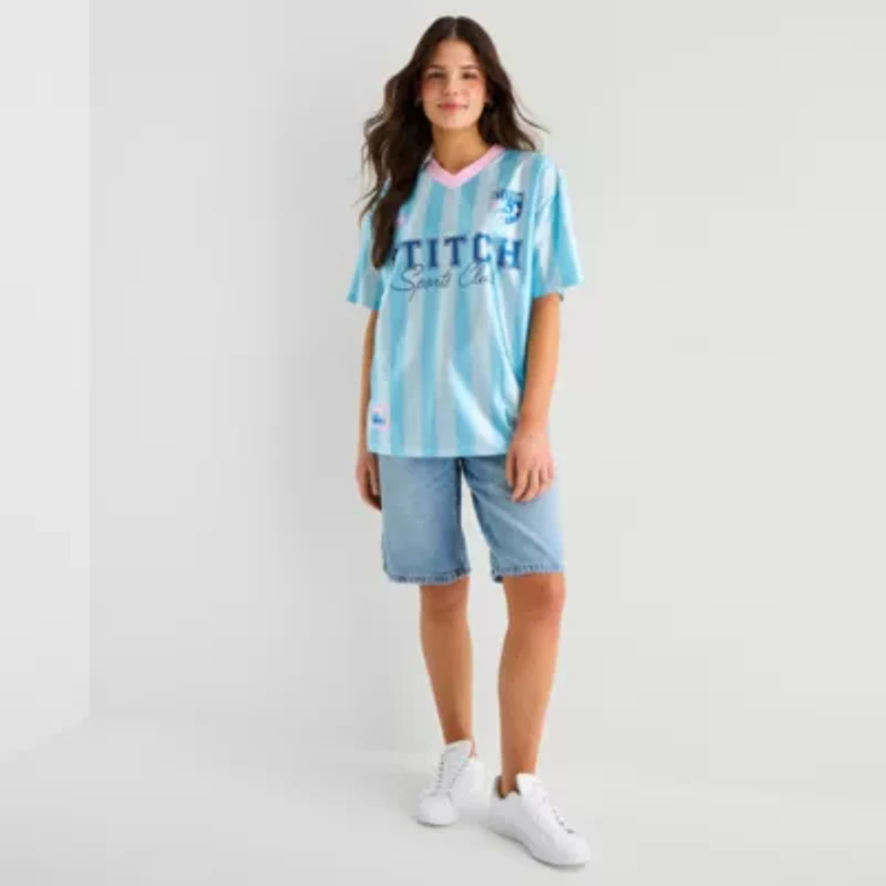 Stitch Womens Juniors V Neck Short Sleeve Jersey