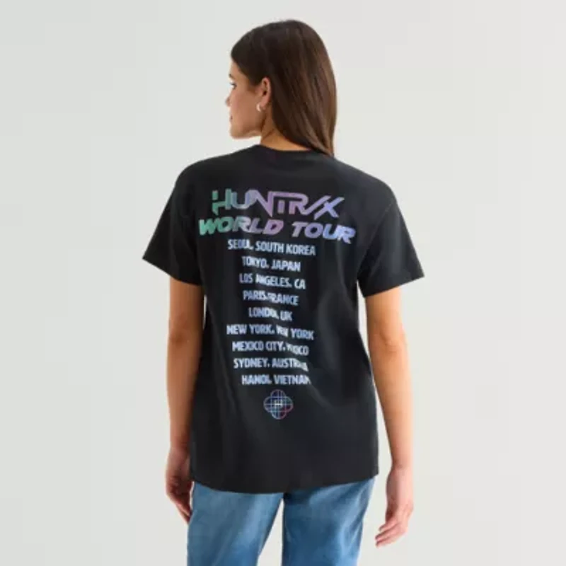 Womens Juniors Crew Neck Short Sleeve KPop Demon Hunters Graphic T-Shirt