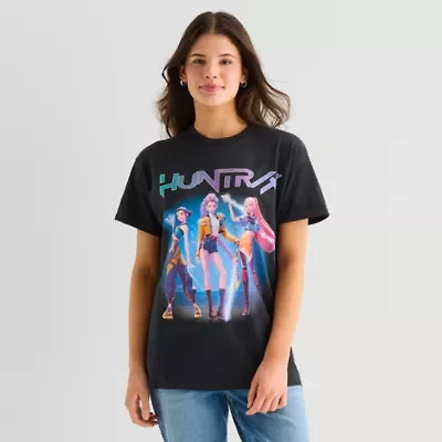 Womens Juniors Crew Neck Short Sleeve KPop Demon Hunters Graphic T-Shirt