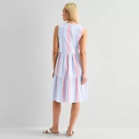 St. John's Bay Womens Sleeveless Striped A-Line Dress