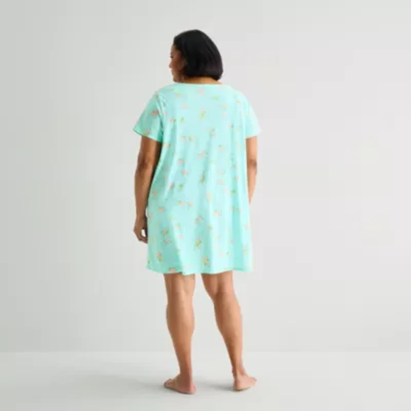 Adonna Womens Plus Short Sleeve Nightgown