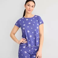 Jaclyn Womens Crew Neck Short Sleeve 2-pc. Pajama Sets