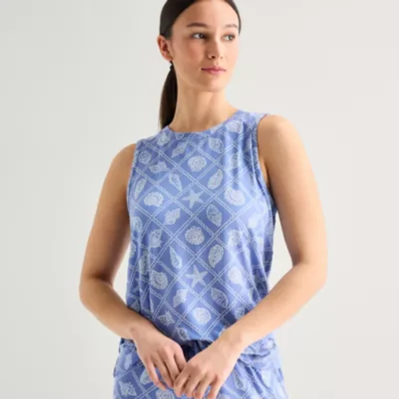Jaclyn Womens Crew Neck Sleeveless 2-pc. Pajama Sets