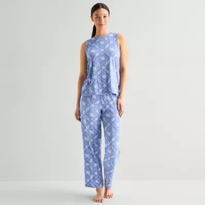 Jaclyn Womens Crew Neck Sleeveless 2-pc. Pajama Sets