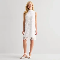 Robbie Bee Womens Sleeveless Shift Dress