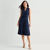 Perceptions Womens Sleeveless Midi Fit + Flare Dress