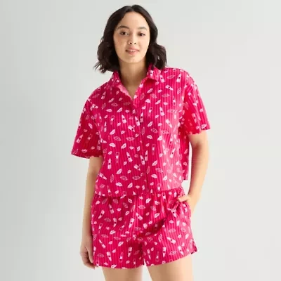 Hope & Wonder Women's History Month Lipstick Printed Short Sleeve Regular Fit Pajama Top