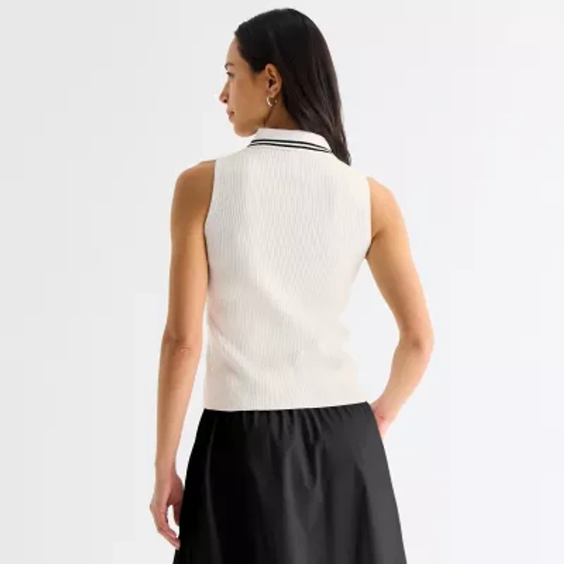 Stylus Womens Sleeveless Polo Sweater