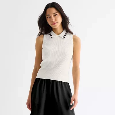 Stylus Womens Sleeveless Polo Sweater