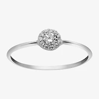 Itsy Bitsy Womens Cubic Zirconia Sterling Silver Delicate Band