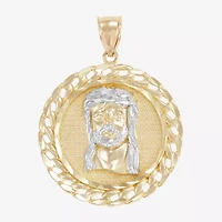 Jesus Head Mens 10K Gold Round Pendant