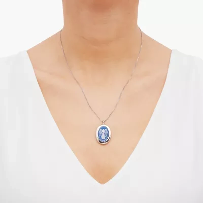 Womens Sterling Silver 18 Inch Locket Necklace