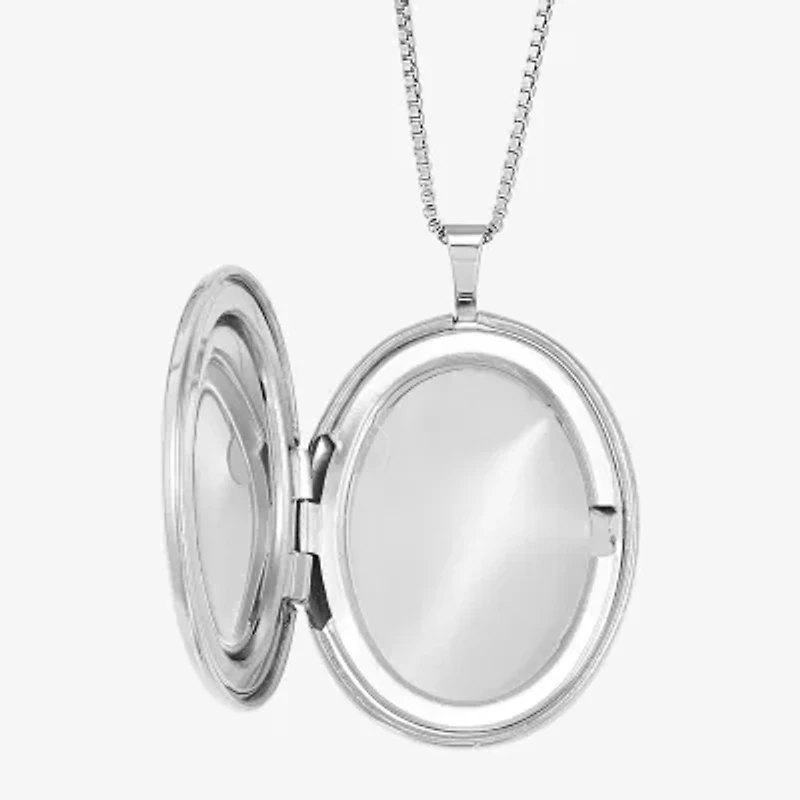 Womens Sterling Silver 18 Inch Locket Necklace