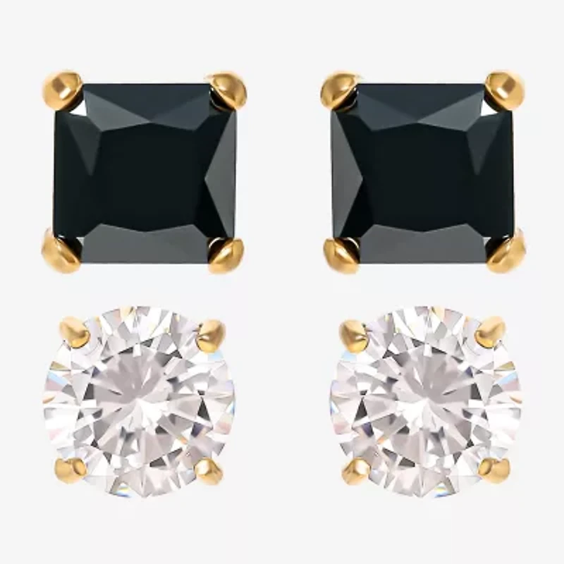 Shaquille O'Neal XLG Mens Lab Created Black Cubic Zirconia Stainless Steel Earring Set