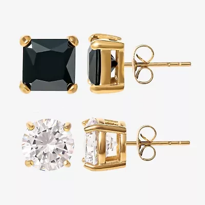 Shaquille O'Neal XLG Mens Lab Created Black Cubic Zirconia Stainless Steel Earring Set