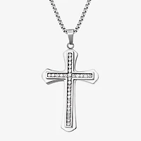 Shaquille O'Neal XLG™ Mens White Cubic Zirconia Stainless Steel Cross 24 Inch Pendant Necklace