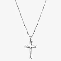 Shaquille O'Neal XLG™ Mens White Cubic Zirconia Stainless Steel Cross 24 Inch Pendant Necklace