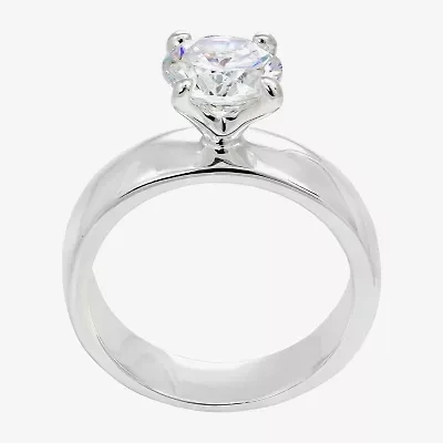 Sparkle Allure Womens Cubic Zirconia Pure Silver Over Brass Round Solitaire Engagement Ring
