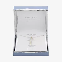 Gratitude & Grace Womens Cubic Zirconia Pure Silver Over Brass Cross 16 Inch Pendant Necklace