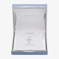 Gratitude & Grace Womens Cubic Zirconia Pure Silver Over Brass Cross 16 Inch Pendant Necklace