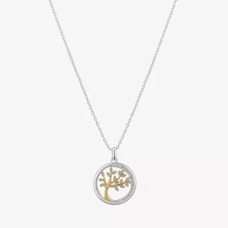Gratitude & Grace Family Womens Crystal Pure Silver Over Brass Round 16 Inch Pendant Necklace