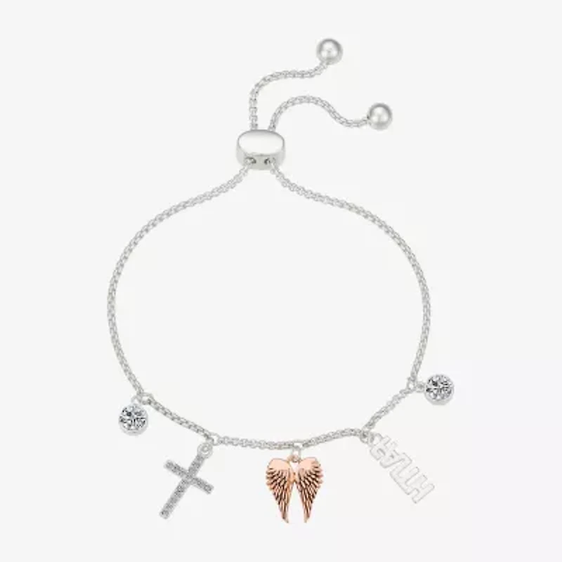 Gratitude & Grace Faith Womens Crystal Cross Bolo Bracelet