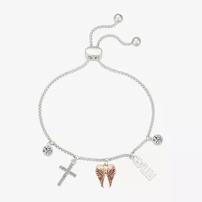 Gratitude & Grace Faith Womens Crystal Cross Bolo Bracelet