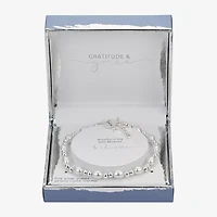 Gratitude & Grace Believe Womens Crystal Cross Beaded Bracelet