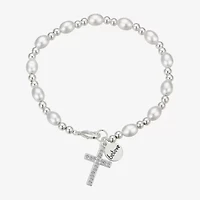 Gratitude & Grace Believe Womens Crystal Cross Beaded Bracelet