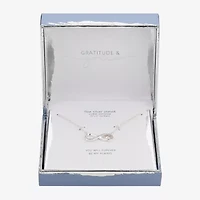 Gratitude & Grace Womens Cubic Zirconia Pure Silver Over Brass Heart Infinity 16 Inch Pendant Necklace