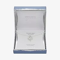 Gratitude & Grace Family Womens Cubic Zirconia Pure Silver Over Brass Heart 16 Inch Pendant Necklace