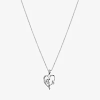 Gratitude & Grace Family Womens Cubic Zirconia Pure Silver Over Brass Heart 16 Inch Pendant Necklace
