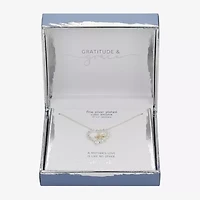 Gratitude & Grace Mom Womens Cubic Zirconia Pure Silver Over Brass Heart 16 Inch Pendant Necklace