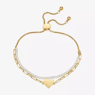 Gratitude & Grace Womens Cubic Zirconia Heart Bolo Bracelet