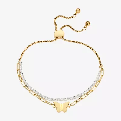 Gratitude & Grace Womens Cubic Zirconia Butterfly Bolo Bracelet
