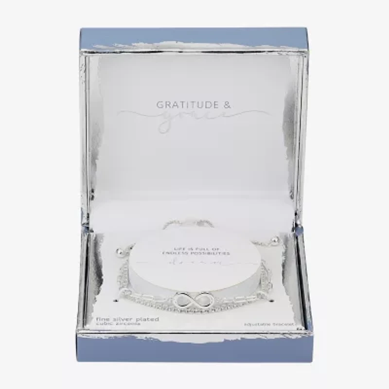 Gratitude & Grace Womens Cubic Zirconia Infinity Bolo Bracelet