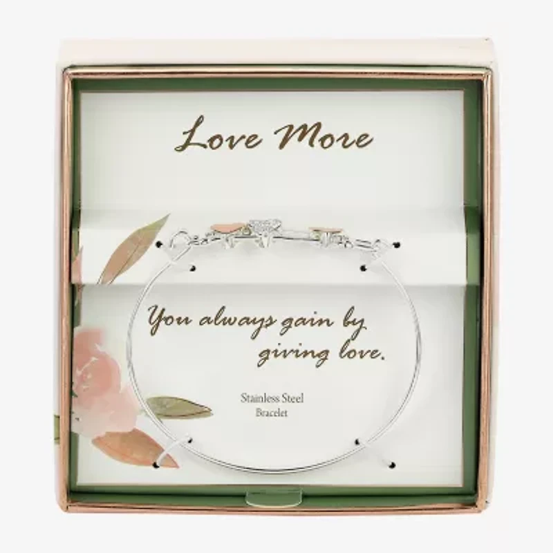 Sparkle Allure Womens Crystal Pure Silver Over Brass Heart Bangle Bracelet