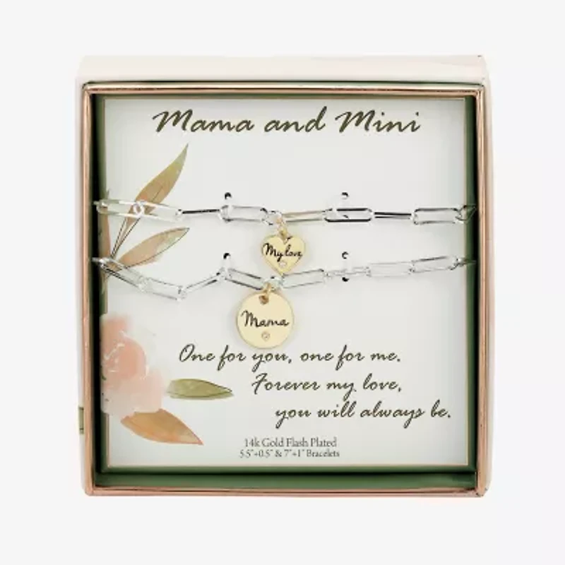 Sparkle Allure Mama Womens 2-pc. Cubic Zirconia Pure Silver Over Brass Bracelet Set