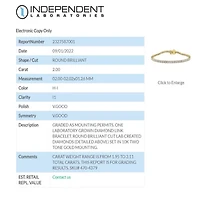 (H-I / I1) 2 CT. T.W. Lab Grown White Diamond 10K or Yellow Gold 7.25 Inch Tennis Bracelet